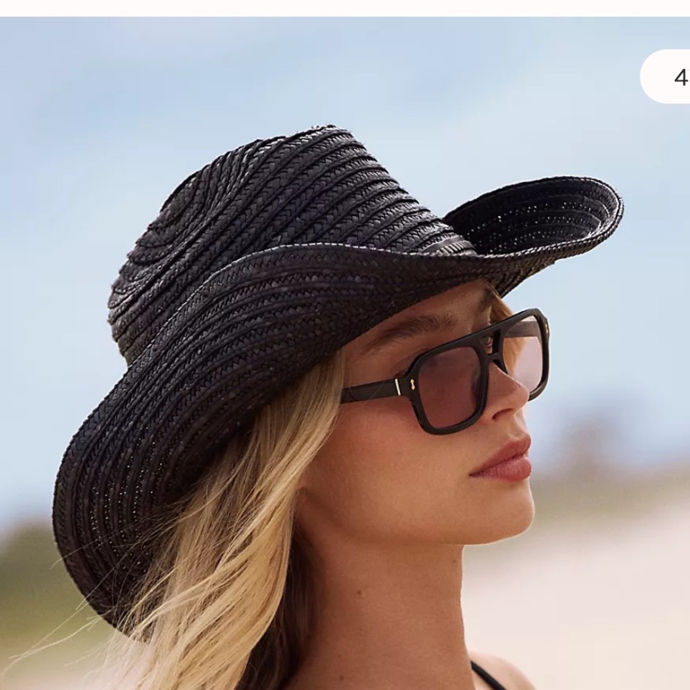 Free People Black Straw Hat